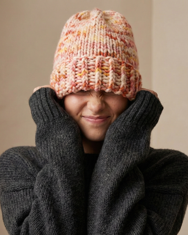 Orange Chunky Knit Beanie