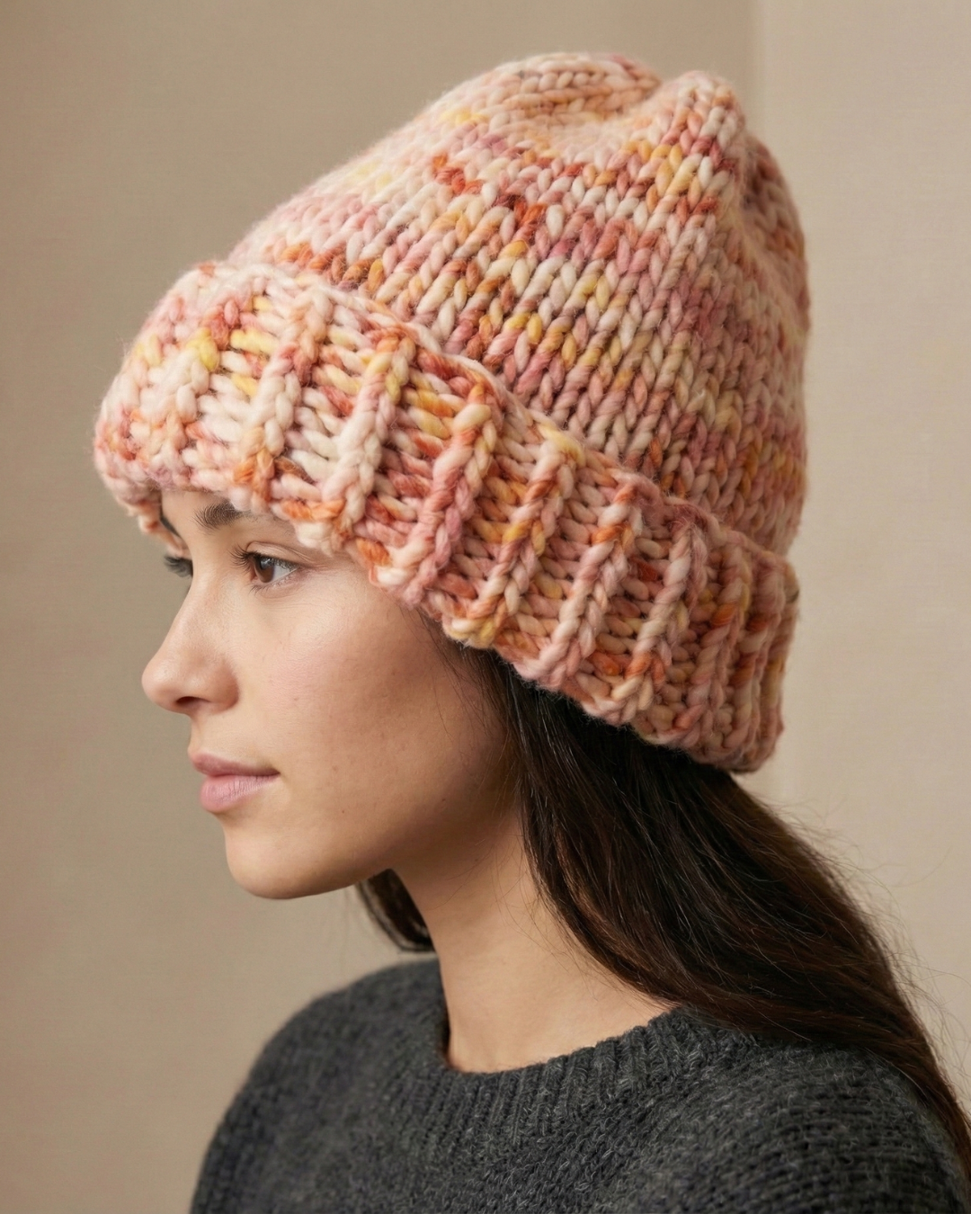 Orange Chunky Knit Beanie