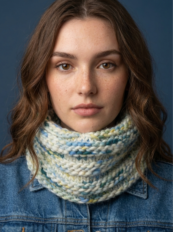 Blue Chunky Knit Neck Cowl