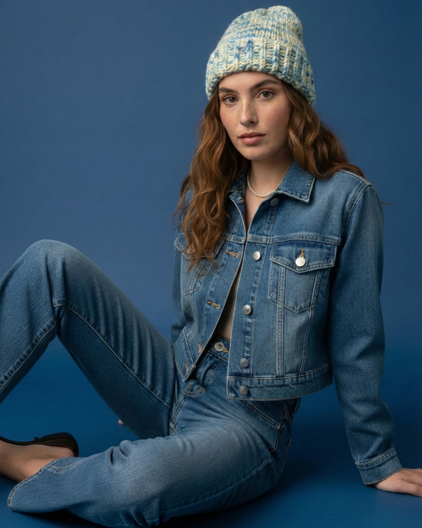 Blue Chunky Knit Beanie