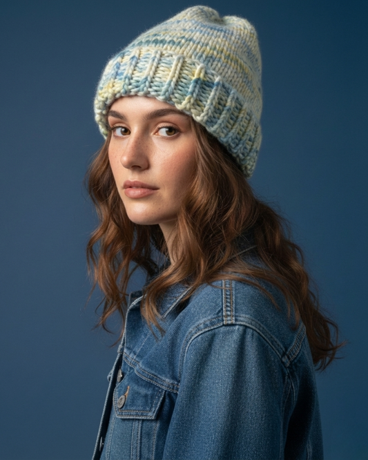 Blue Chunky Knit Beanie