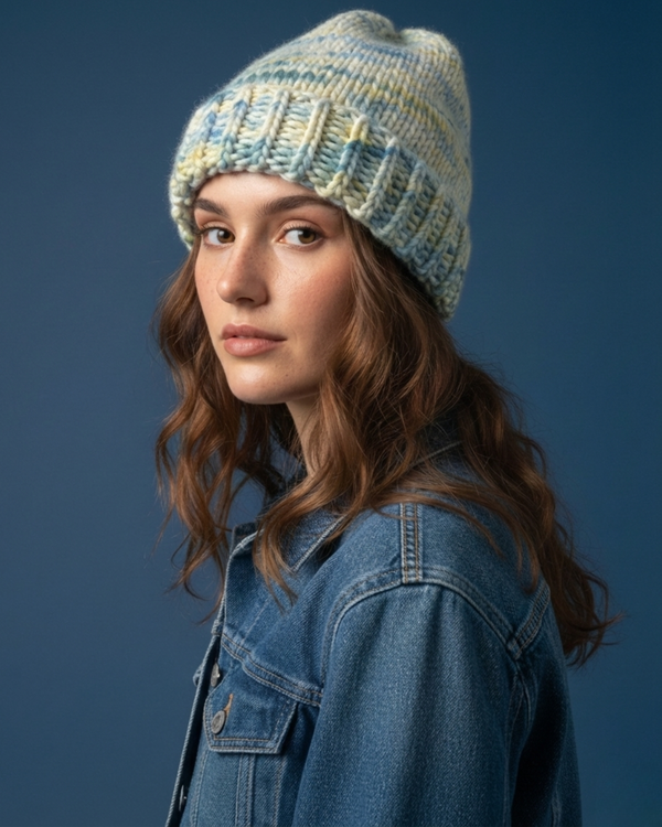 Blue Chunky Knit Beanie
